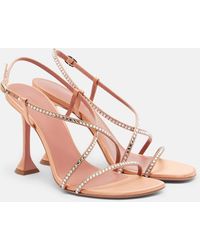 AMINA MUADDI - Sally Crystal-Embellished Satin Sandals - Lyst