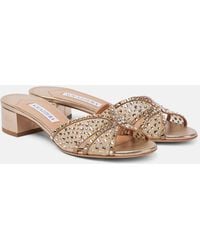 Aquazzura - Crystal Love 35 Embellished Tulle Mules - Lyst