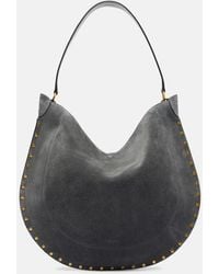 Isabel Marant - Schultertasche Oskan Soft Medium Aus Veloursleder - Lyst