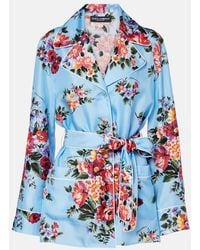 Dolce & Gabbana - Floral Belted Silk Blouse - Lyst