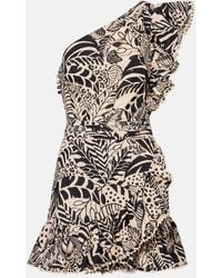 Poupette - Corinne Ruffled Printed Cotton Minidress - Lyst