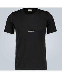 Saint Laurent - T-shirt Aus Baumwolljersey Mit Logodetails - Lyst