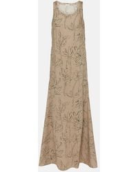 Brunello Cucinelli - Floral Cotton Maxi Dress - Lyst