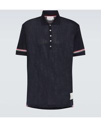 Thom Browne - Rwb Stripe Cotton Polo Shirt - Lyst