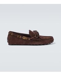 Gucci - Interlocking G Suede Driving Shoes - Lyst