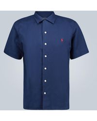 Polo Ralph Lauren Kurzarmhemd aus einem Leinengemisch - Blau