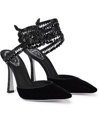 Rene Caovilla Chandelier Velvet Court Shoes - Black