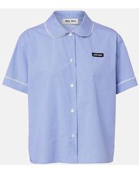 Miu Miu - Gingham Lace-Trimmed Cotton Poplin Shirt - Lyst