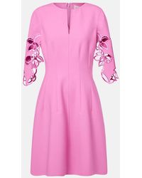 Oscar de la Renta - Embroidered Wool-Blend Lace Midi Dress - Lyst
