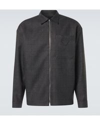 Prada - Camisa De Lana Virgen A Cuadros Con Cremallera - Lyst