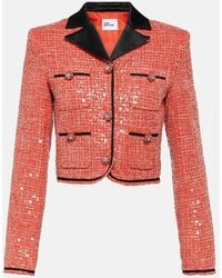 Self-Portrait - Cropped Sequined Boucle Jacket - Lyst