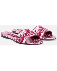 Dolce & Gabbana - Majoilica Print Flat Sandals - Lyst