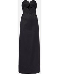 Adriana Degreas - Strapless Cotton And Linen-blend Maxi Dress - Lyst