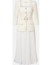 Self-Portrait - Belted Plisse Chiffon Maxi Dress - Lyst
