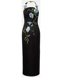 LEO LIN - Floral-Applique Halterneck Gown - Lyst