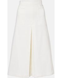 Max Mara - Renoir Pleated Cotton Midi Skirt - Lyst