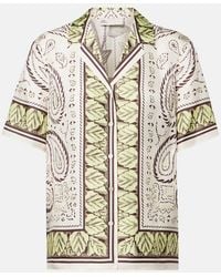 Tory Burch - Camisa Bowling De Saten De Seda Estampada - Lyst