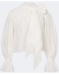 Polo Ralph Lauren - Tie-Detail Cotton And Silk Organdy Blouse - Lyst