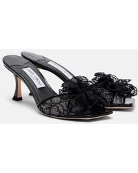 Jimmy Choo - Skye Corsage Floral-Applique Lace Mules - Lyst
