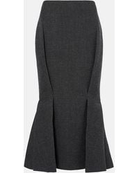 Prada - Falda Midi De Lana - Lyst