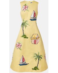 LEO LIN - Beaded Patch-Applique Midi Dress - Lyst