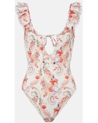Etro - Ruffled Paisley Swimsuit - Lyst