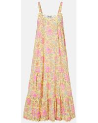 Juliet Dunn - Floral Scalloped Cotton Midi Dress - Lyst