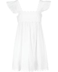 Juliet Dunn - Baby Doll Embroidered Cotton Mini Dress - Lyst