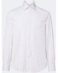Brunello Cucinelli - Pinstriped Cotton Poplin Shirt - Lyst