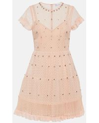 RED Valentino - Embellished Point D'esprit Tulle Minidress - Lyst
