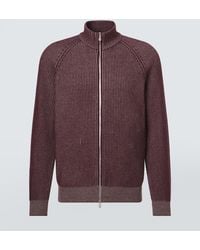 Brunello Cucinelli - Ribbed-Knit Cashmere Zip-Up Cardigan - Lyst