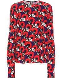 Marni Gemusterte Bluse aus Crêpe - Rot