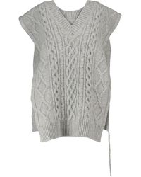 Maison Margiela Cable-knit Wool Jumper Vest - Grey
