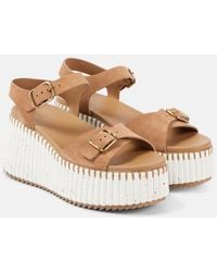 Chloé - Nama Suede Wedge Sandals - Lyst