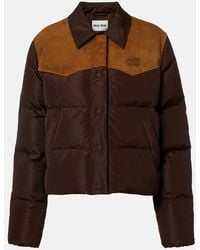 Miu Miu - Suede-Trimmed Ponge Down Jacket - Lyst