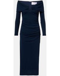 Carolina Herrera - Off-Shoulder Ruched Midi Dress - Lyst