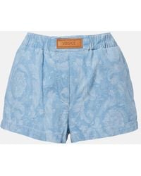 Versace - Barocco Denim Chambray Shorts - Lyst