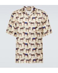 Gucci - Camisa bowling de seda estampada - Lyst