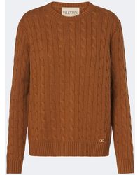 Valentino - Vlogo Cable-Knit Cashmere Sweater - Lyst