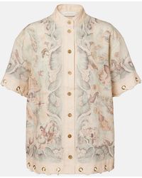 Zimmermann - Camisa De Lino Estampada - Lyst