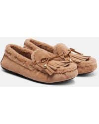 Jimmy Choo - Mocassins Manon F En Daim Et Shearling - Lyst