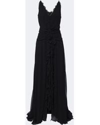 Blumarine - Floral-Applique Ruffled Georgette Gown - Lyst