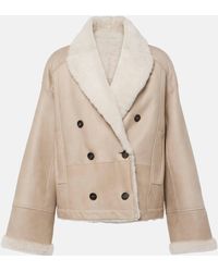 Brunello Cucinelli - Leather And Shearling Reversible Jacket - Lyst