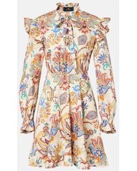 Etro - Printed Cotton Minidress - Lyst