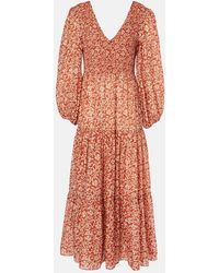 RIXO London - Brooke Floral Cotton And Silk Midi Dress - Lyst