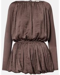 Saint Laurent - Draped Taffeta Minidress - Lyst
