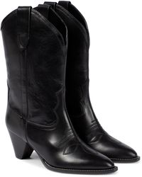 Isabel Marant Luliette Leather Cowboy Boots - Black