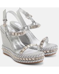 Christian Louboutin - Pyraclou Embellished Leather Sandals - Lyst
