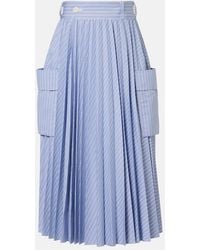 Sacai - Striped Cotton-Blend Midi Skirt - Lyst