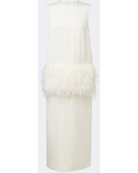 Loulou de Saison - Sonia Feather-Trimmed Midi Dress - Lyst